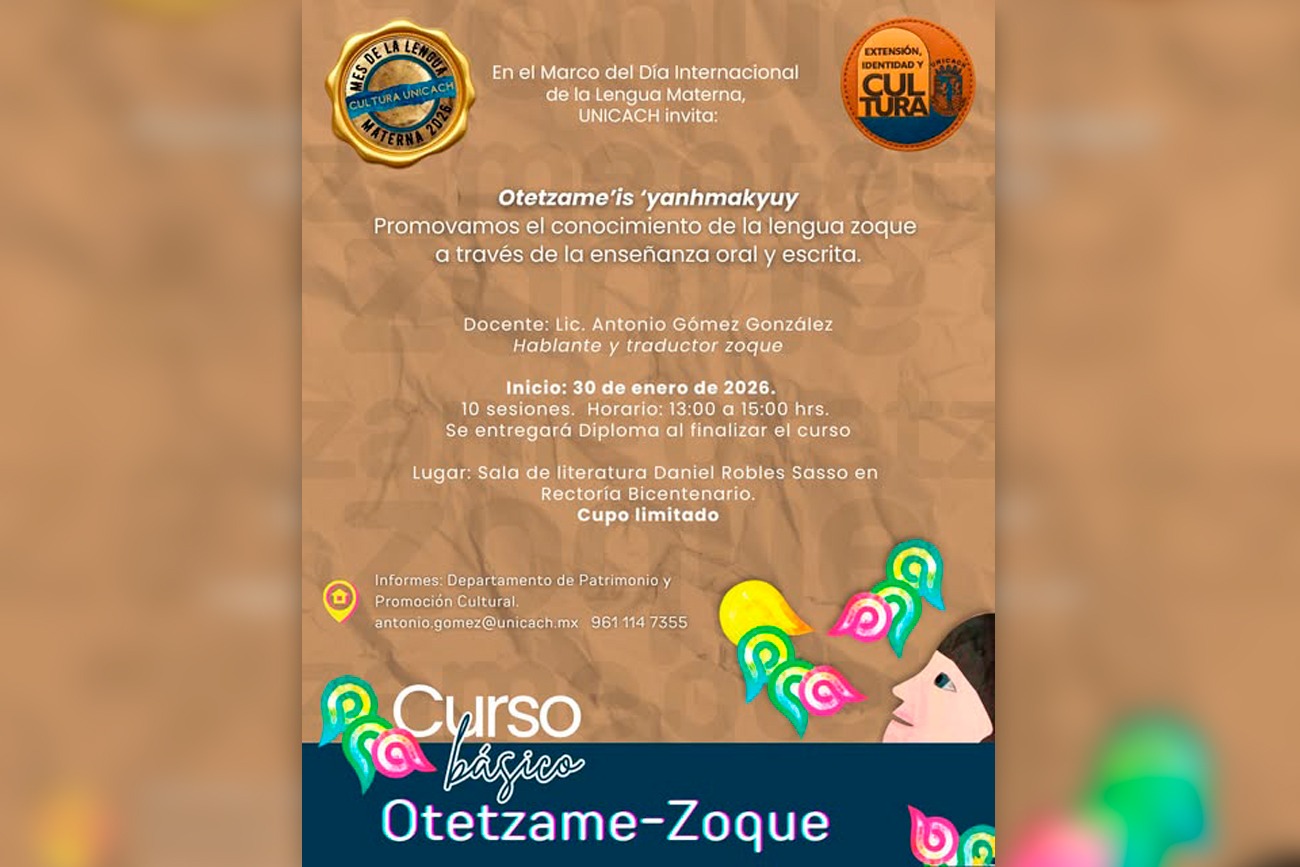  curso “Otetzame'is 'yanhmakyuy” sobre la lengua zoque, oral y escrita.